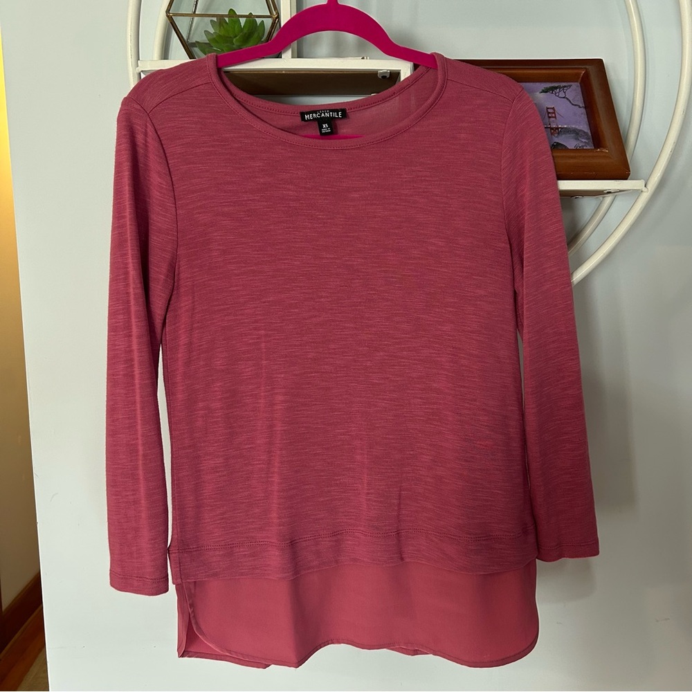 JCREW Mercantile Women’s Extra Small XS Mauve Layered Crewneck Shirt